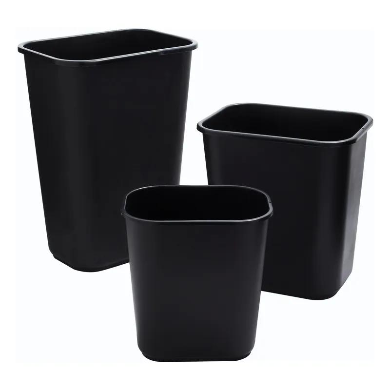 1-Stream Trash Can 14.75X10.5X15 IN 7 GAL 28 QT Black Rectangle Resin Deskside Food Safe 1/Each