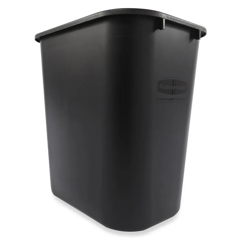 1-Stream Trash Can 14.75X10.5X15 IN 7 GAL 28 QT Black Rectangle Resin Deskside Food Safe 1/Each
