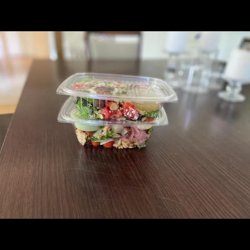 Deli Container Base & Lid Combo With Flat Lid 12 OZ OPS Clear Rectangle 250/Case