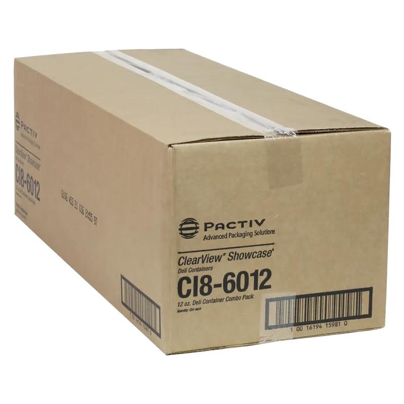 Deli Container Base & Lid Combo With Flat Lid 12 OZ OPS Clear Rectangle 250/Case