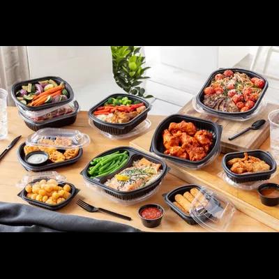 Take-Out Container Base 8.125X6.5X1.5 IN MFPP Black Rectangle Microwave Safe Soak-Proof 250/Case