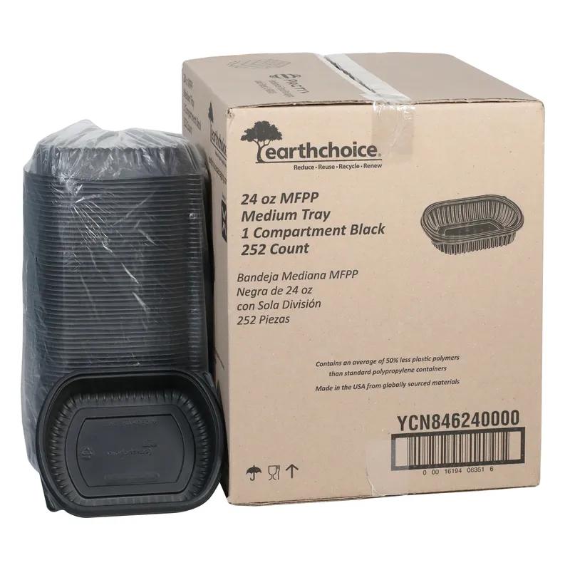 Take-Out Container Base 8.125X6.5X1.5 IN MFPP Black Rectangle Microwave Safe Soak-Proof 250/Case