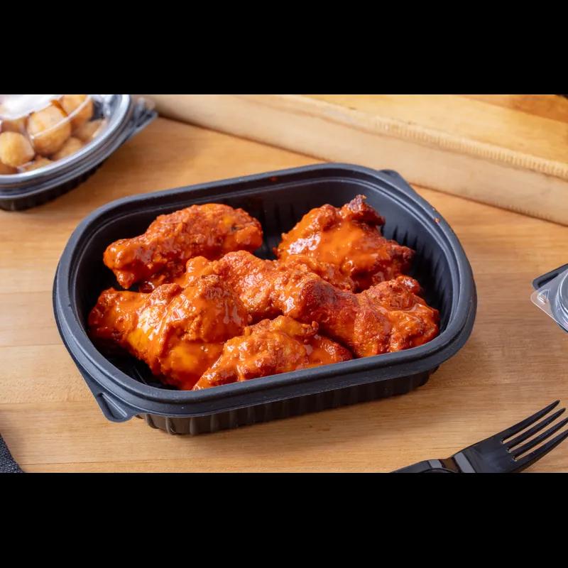 Take-Out Container Base 8.125X6.5X1.5 IN MFPP Black Rectangle Microwave Safe Soak-Proof 250/Case