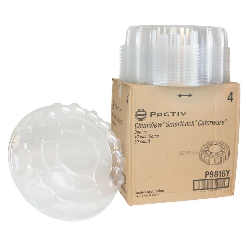 Caterware® Lid Dome 16X3.5 IN 1 Compartment OPS Clear Round For Container 50/Case