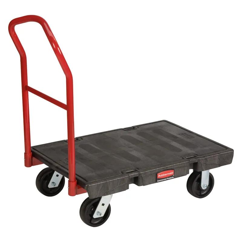 Platform Truck Small (SM) 36X24X9.25 IN 2000 LB Black Red Plastic Heavy Duty 6 IN Polyolefin Casters 1/Each