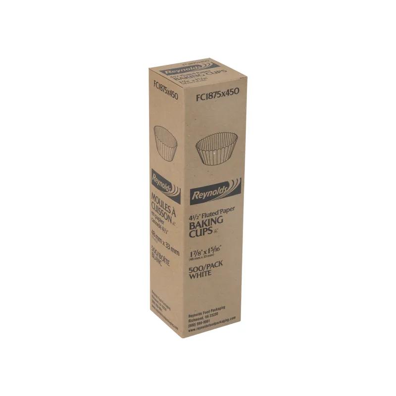 Cupcake Baking Cup 4.5X1.875 IN Paper White Fluted 10000/Case