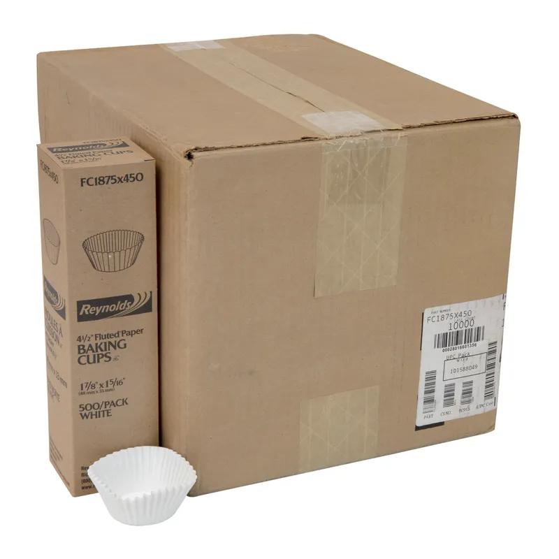 Cupcake Baking Cup 4.5X1.875 IN Paper White Fluted 10000/Case