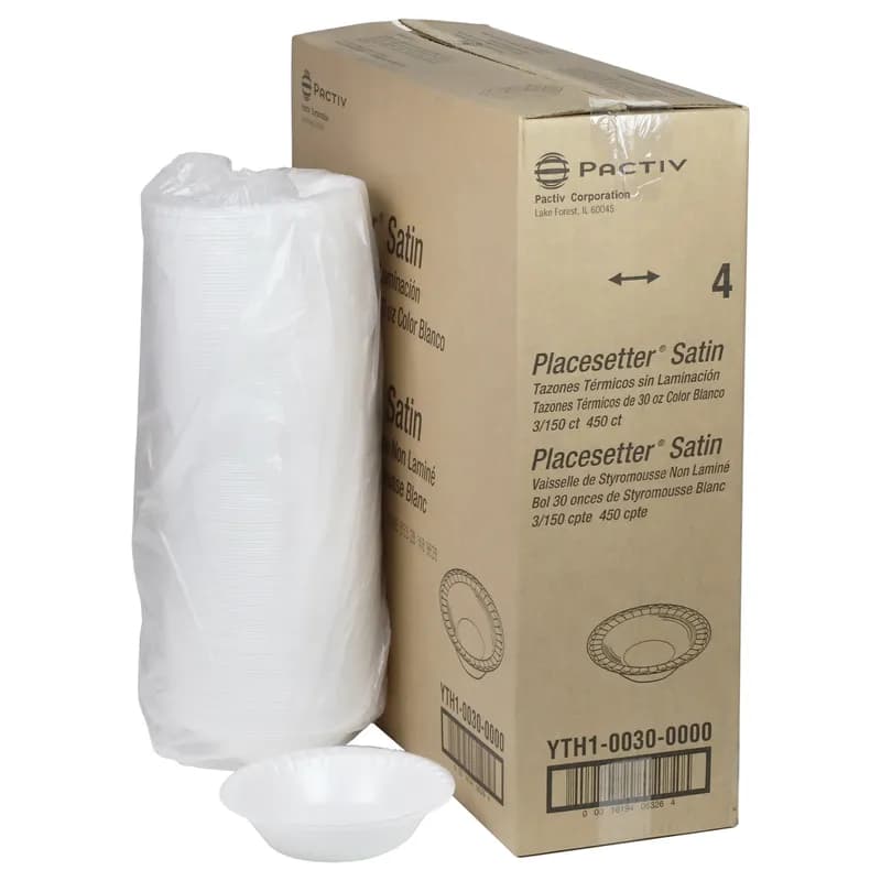 Bowl 30 OZ Polystyrene Foam White Round 450/Case