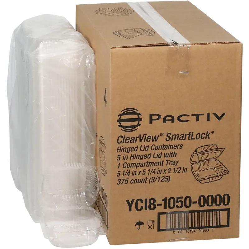 Sandwich Take-Out Container Hinged 5.3X5.3X2.5 IN OPS Clear Square 375/Case