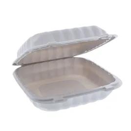 Take-Out Container Hinged With Dome Lid 8.3X8.4X3.1 IN MFPP White Square 200/Case