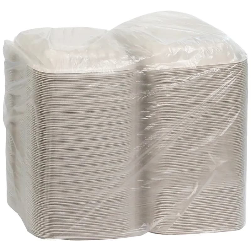 Take-Out Container Hinged With Dome Lid 8.3X8.4X3.1 IN MFPP White Square 200/Case