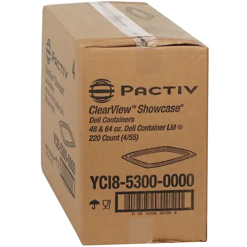 Lid Flat 9X7.375X0.188 IN 1 Compartment OPS Clear Rectangle For 48-64 OZ Deli Container 220/Case