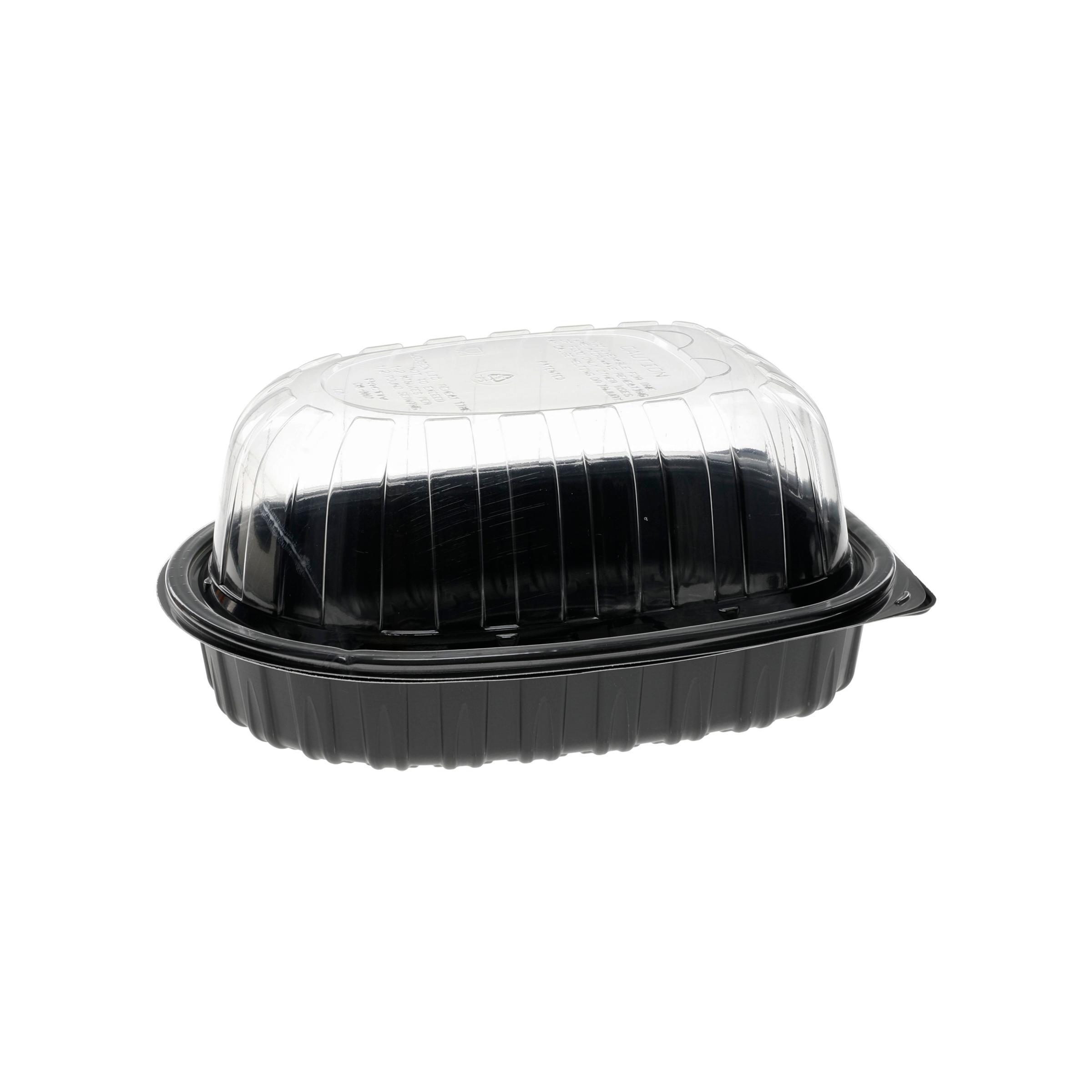 Roasted Chicken Roaster Container & Lid Combo 32 OZ 10X7.5X4 IN MFPP OPS Black Clear 110/Case