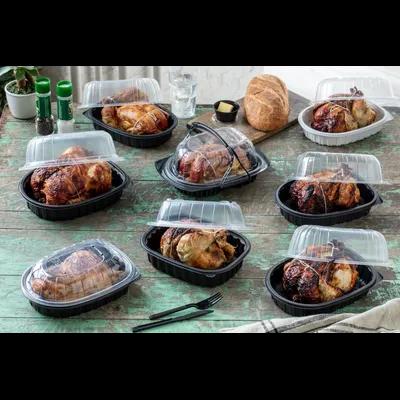Roasted Chicken Roaster Container & Lid Combo 41.6 OZ 10X7.5X4 IN MFPP OPS Black Clear 110/Case