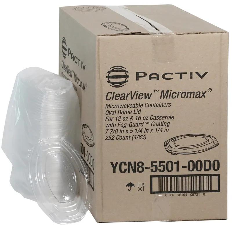 Lid Dome 7.875X5.25X0.25 IN 1 Compartment OPS Clear Oval For 12-16 OZ Container Unhinged 252/Case