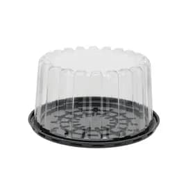 Cake Container & Lid Combo With High Dome Lid 9X4.5 IN OPS Clear Black Round Deep 100/Case