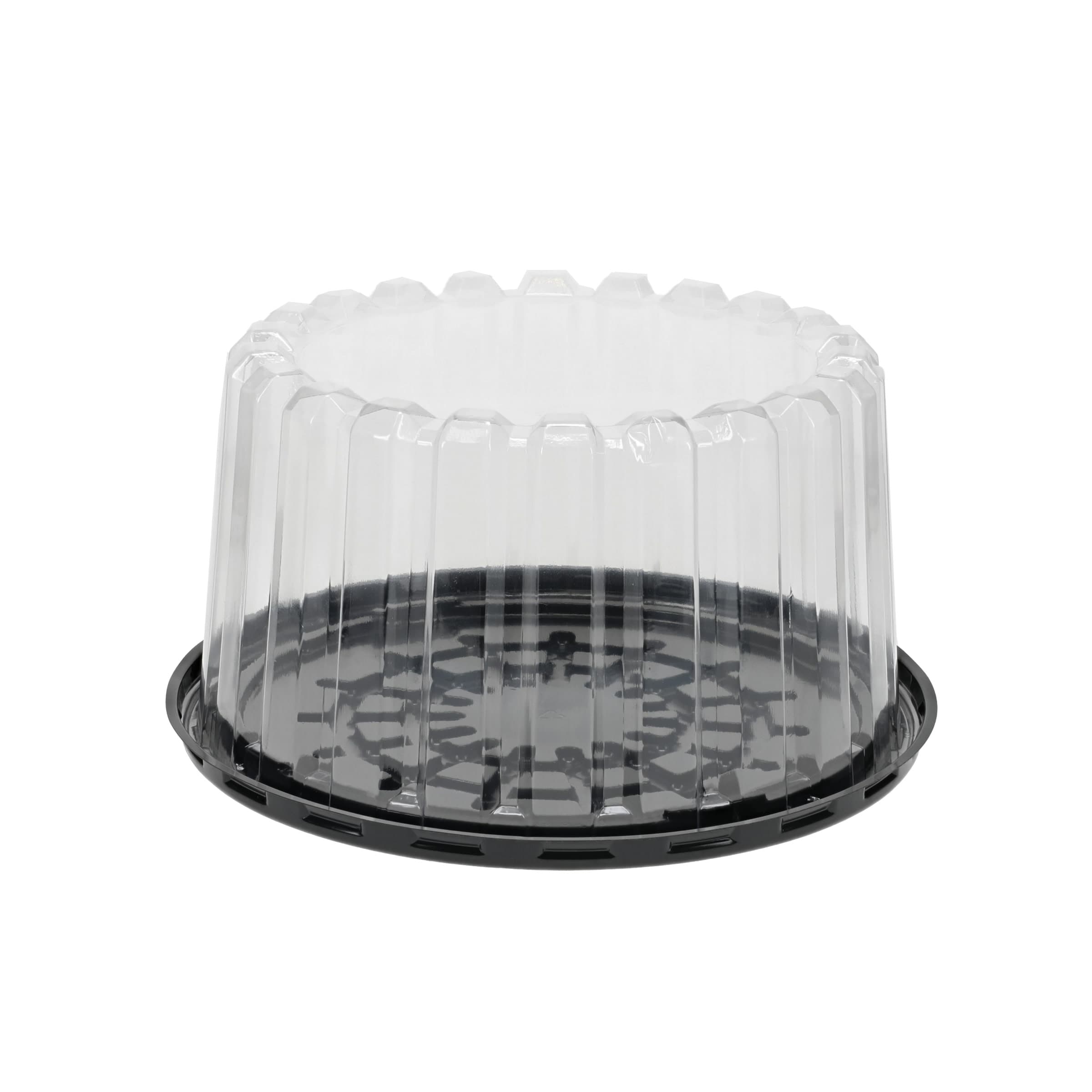 Cake Container & Lid Combo With High Dome Lid 9X4.5 IN OPS Clear Black Round Deep 100/Case