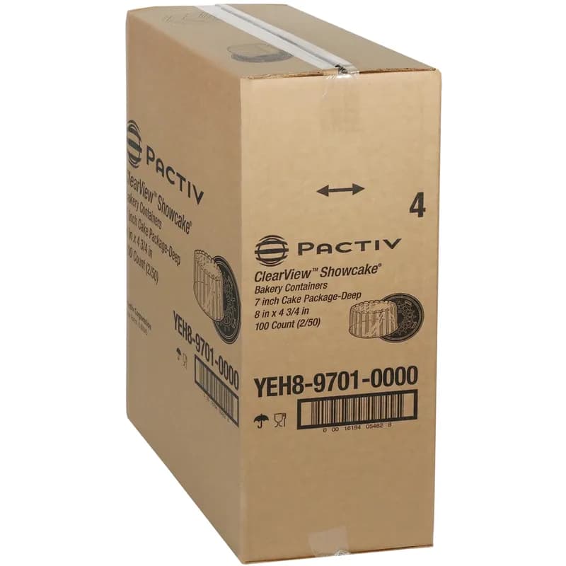 Cake Container & Lid Combo With High Dome Lid 9X4.5 IN OPS Clear Black Round Deep 100/Case