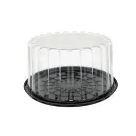Cake Container & Lid Combo With High Dome Lid 10.25X5.375 IN OPS Clear Black Round Deep 100/Case