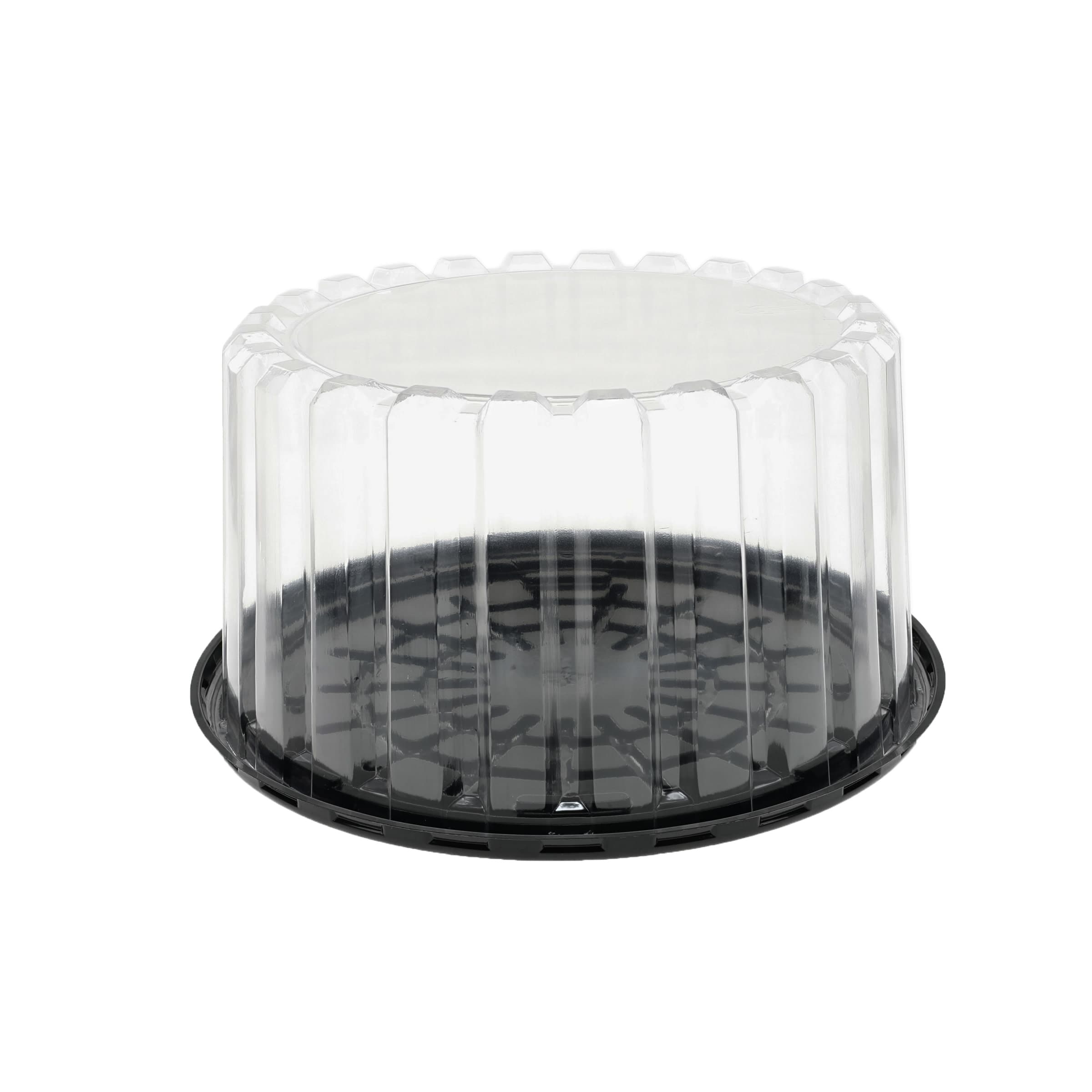 Cake Container & Lid Combo With High Dome Lid 10.25X3.875 IN OPS Clear Black Round Deep 100/Case