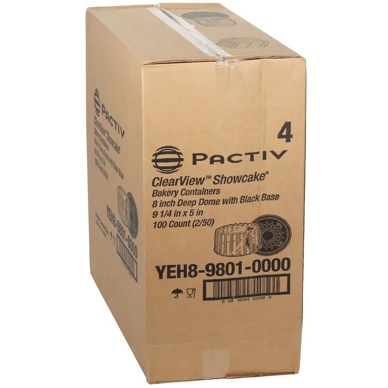 Cake Container & Lid Combo With High Dome Lid 10.25X3.875 IN OPS Clear Black Round Deep 100/Case