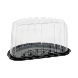 Showcake Cake Half Container & Lid Combo With High Dome Lid 10.125X5.0625X4.875 IN OPS Clear Black Deep 100/Case