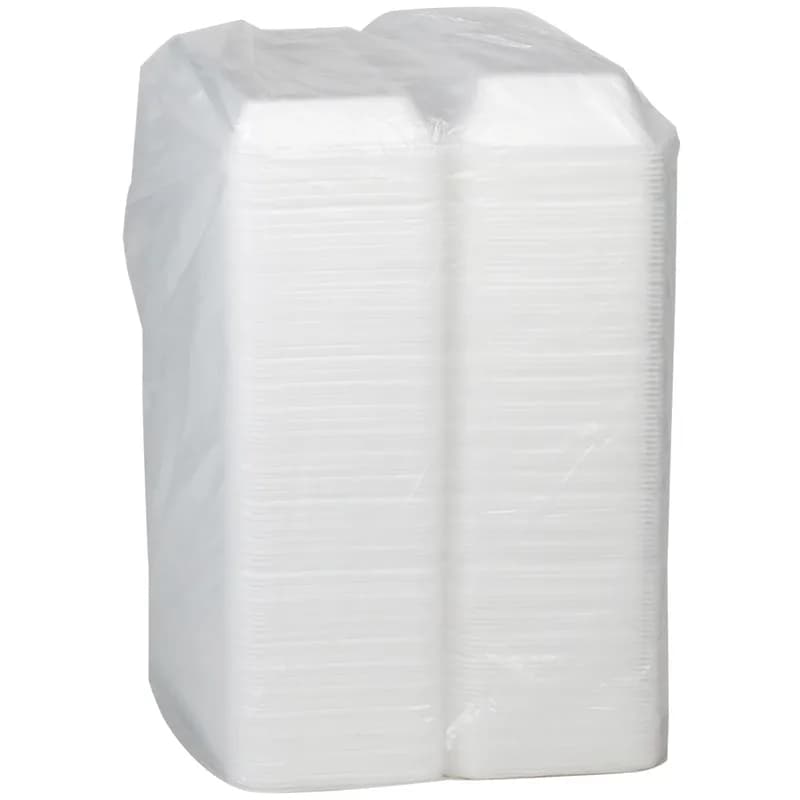 Take-Out Container Hinged With Dome Lid 9.3X6.2X3.3 IN Polystyrene Foam White Rectangle 220/Case