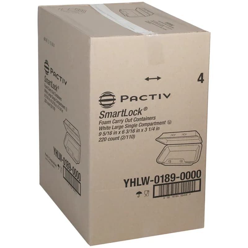 Take-Out Container Hinged With Dome Lid 9.3X6.2X3.3 IN Polystyrene Foam White Rectangle 220/Case