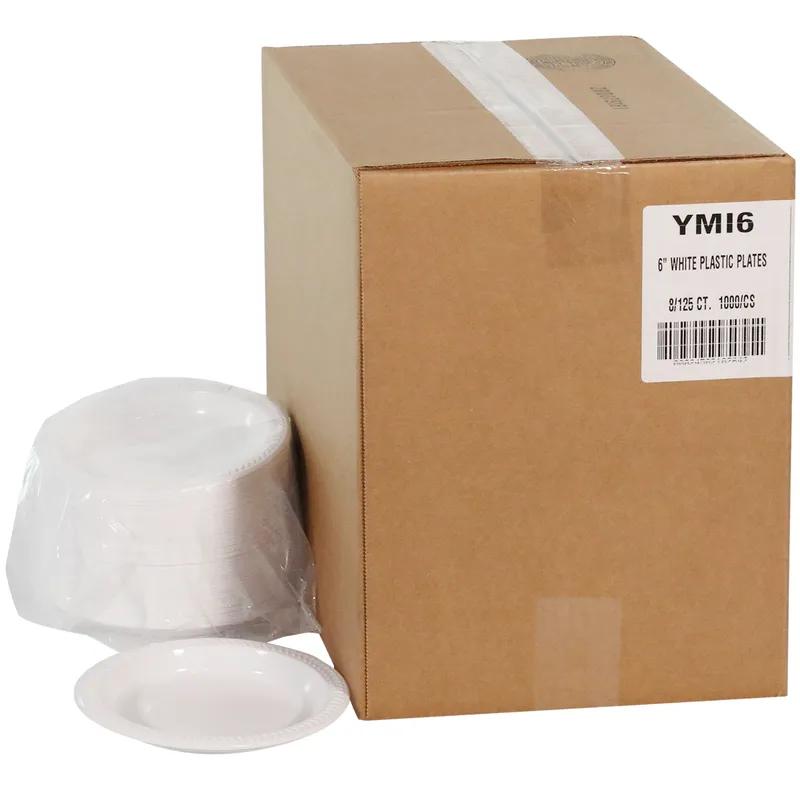 Plate 6X0.625 IN HIPS OPS White Round 1000/Case