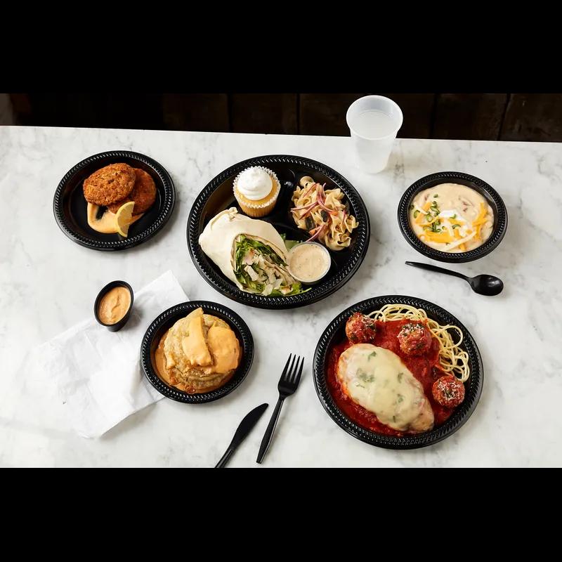 Plate 6X0.625 IN HIPS OPS Black Round 1000/Case