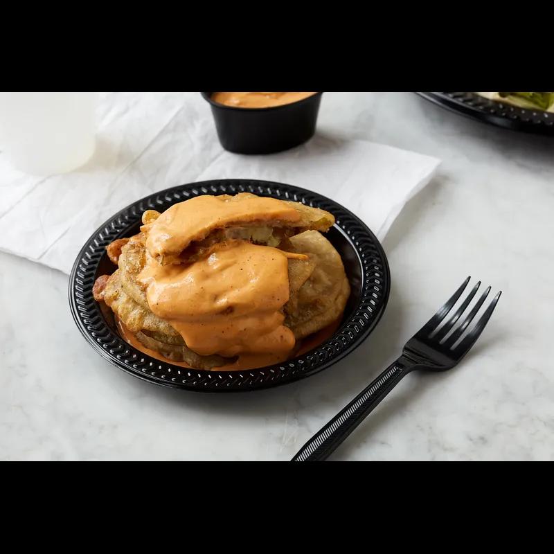 Plate 6X0.625 IN HIPS OPS Black Round 1000/Case