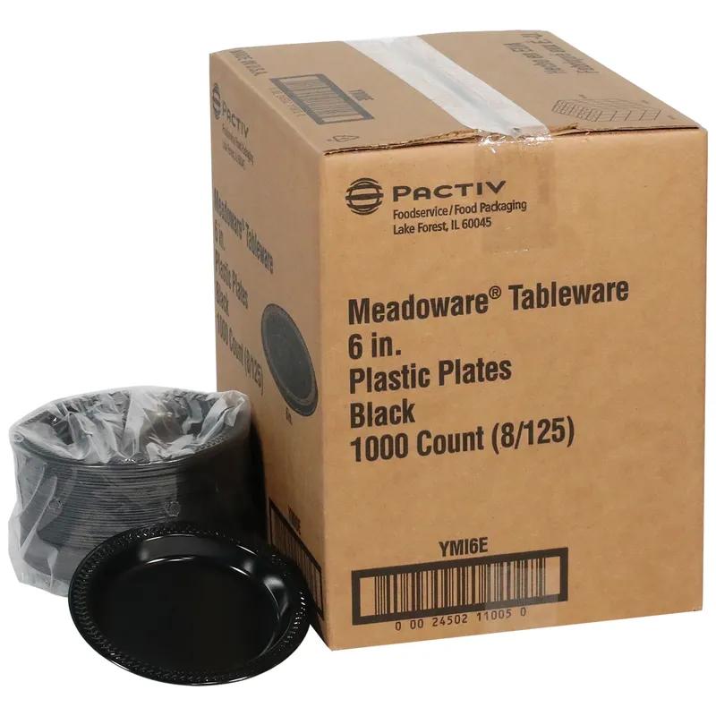 Plate 6X0.625 IN HIPS OPS Black Round 1000/Case