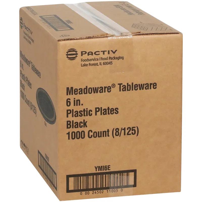 Plate 6X0.625 IN HIPS OPS Black Round 1000/Case