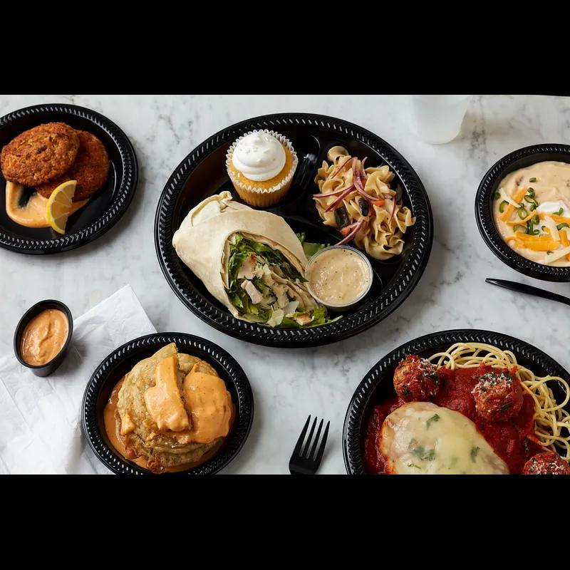 Plate 6X0.625 IN HIPS OPS Black Round 1000/Case