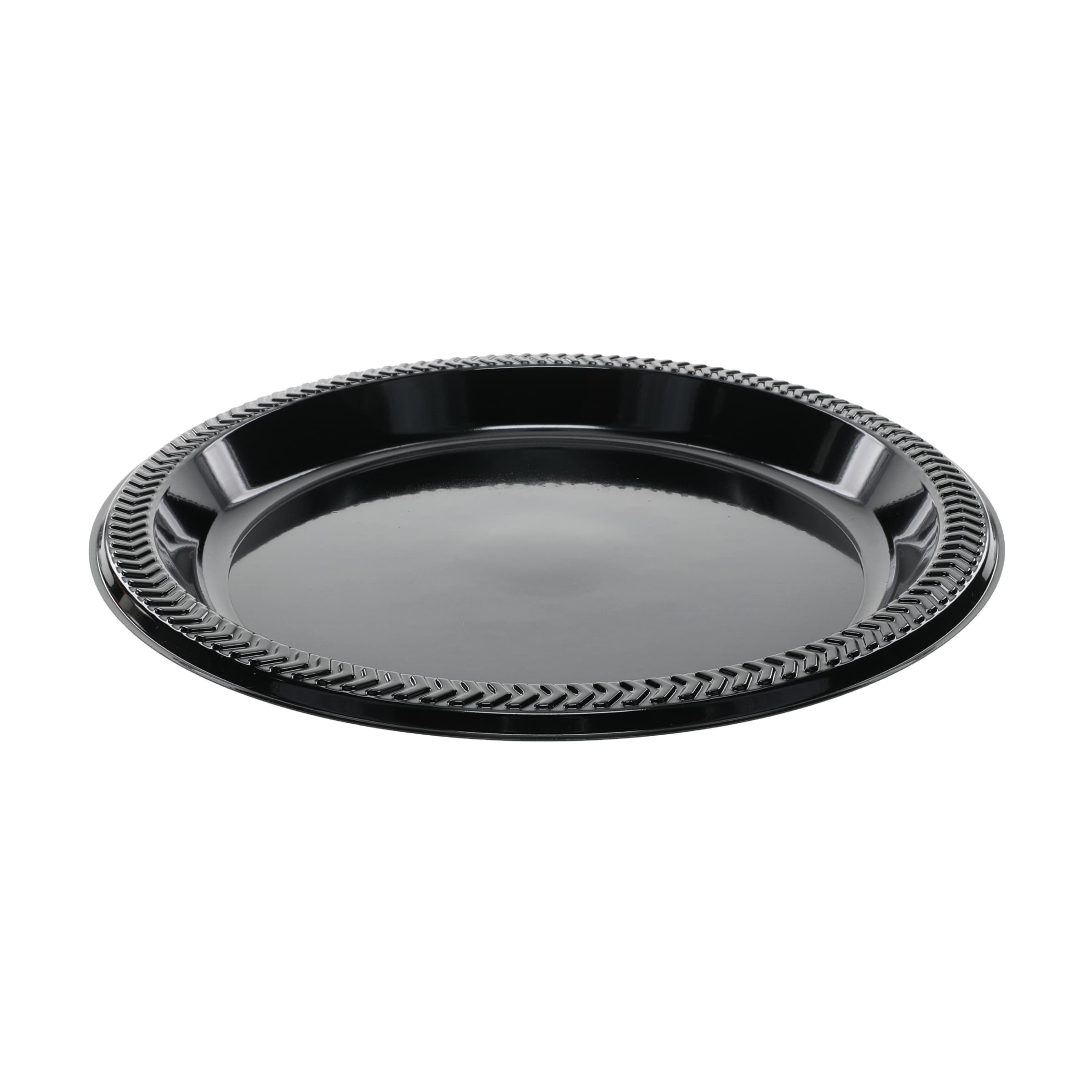 Plate 8.9X0.9 IN HIPS OPS Black Round 400/Case