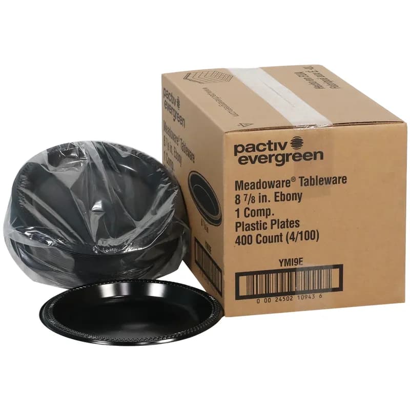 Plate 8.9X0.9 IN HIPS OPS Black Round 400/Case