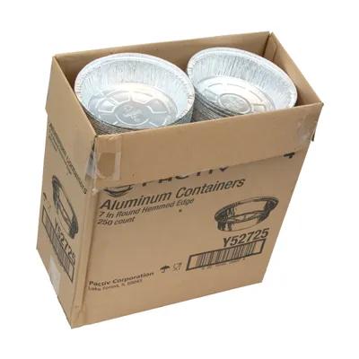 Take-Out Container Base 6.6X1.5 IN Aluminum Silver Round Hemmed Edge Grease Resistant 250/Case