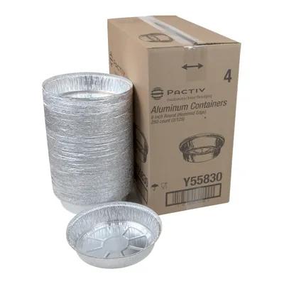 Take-Out Container Base 7.8X1.5 IN Aluminum Silver Round Hemmed Edge 250/Case