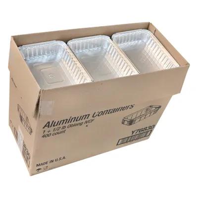 Take-Out Container Base 8X5.5X1.2 IN Aluminum Silver Oblong 400/Case
