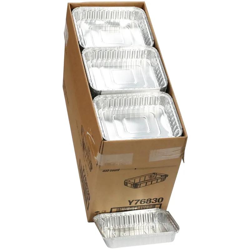 Take-Out Container Base 8X5.5X1.2 IN Aluminum Silver Oblong 400/Case