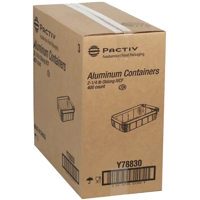 Take-Out Container Base 7.9X5.4X1.8 IN Aluminum Silver Oblong 400/Case