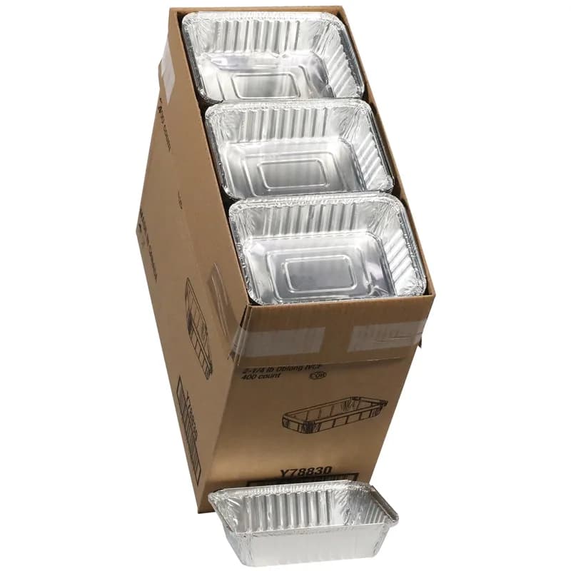 Take-Out Container Base 7.9X5.4X1.8 IN Aluminum Silver Oblong 400/Case