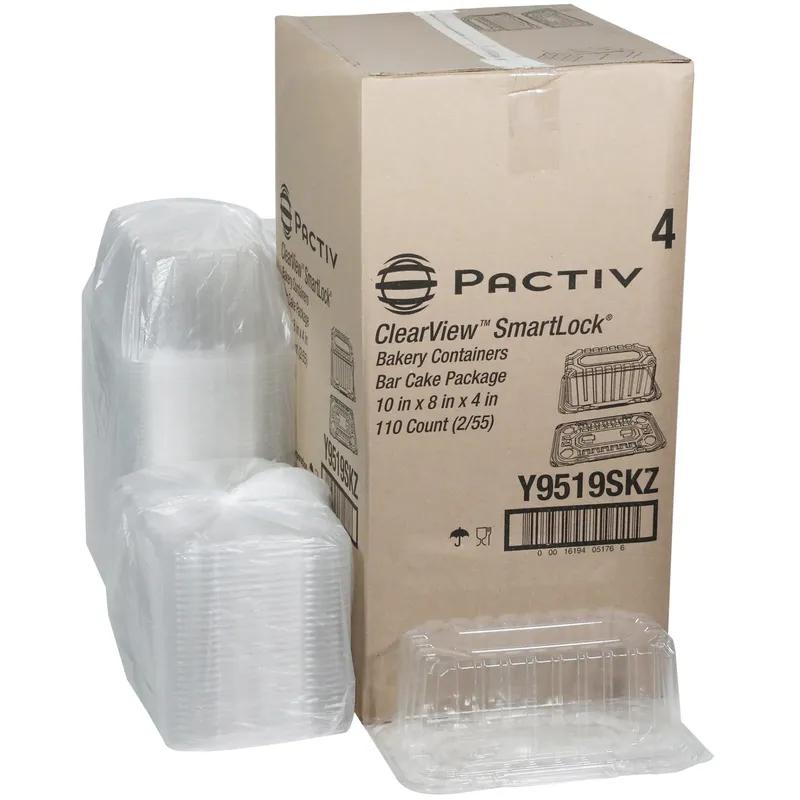 Bar Cake Container & Lid Combo With Dome Lid 11.6X6.6X4.5 IN OPS Clear Rectangle Bar Lock 110/Case