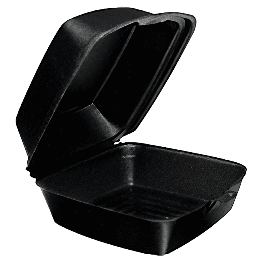 Snap-it Sandwich Take-Out Container Hinged Small (SM) 6X6 IN Polystyrene Foam Black 500/Case