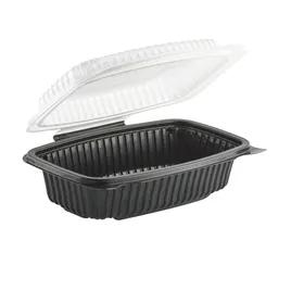 Culinary Classics® Take-Out Container Hinged With Dome Lid 6X9 IN PP Black Clear Vented Anti-Fog 100/Case
