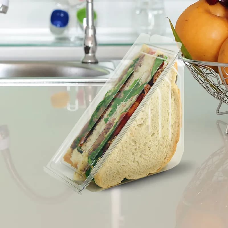 Sandwich Cold Wedge Hinged With Flat Lid PET Clear Triangle 252/Case