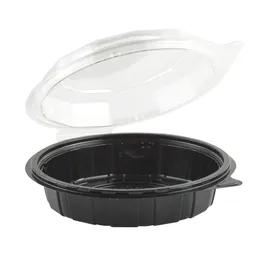 Cold Take-Out Container Hinged With Dome Lid 7.88 IN RPET Black Clear Round Shallow 100/Case