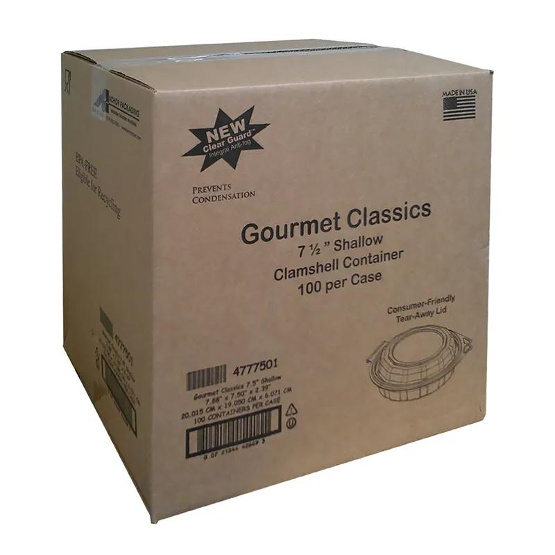 Cold Take-Out Container Hinged With Dome Lid 7.88 IN RPET Black Clear Round Shallow 100/Case