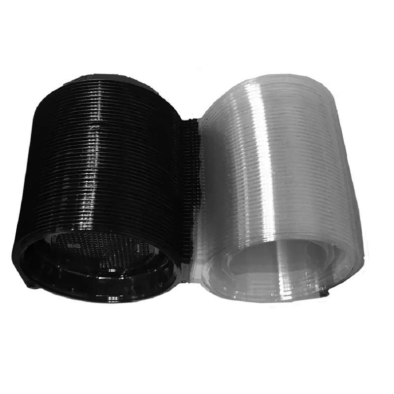 Cold Take-Out Container Hinged With Dome Lid 9X9 IN RPET Black Clear Shallow 100/Case