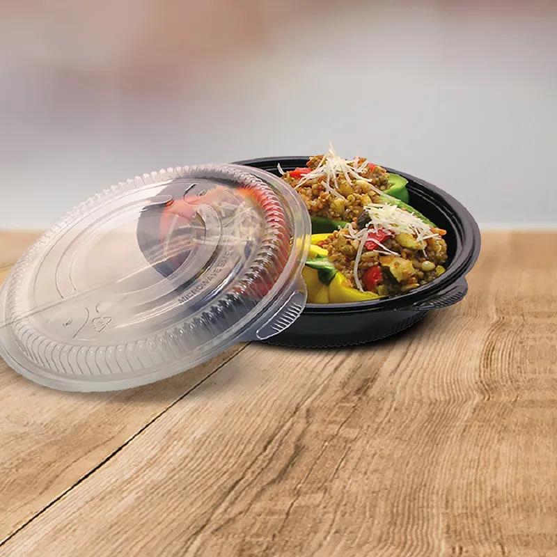 Lid Dome 8.5 IN 1 Compartment PP Clear Round For 24-48 OZ Bowl Unhinged Anti-Fog 150/Case